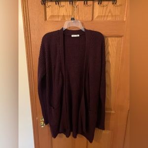 Burgundy Chunky Knit Cardigan